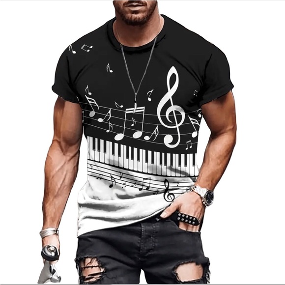 Men’s Musical Piano T-Shirt, XXL (44) - Picture 2 of 6